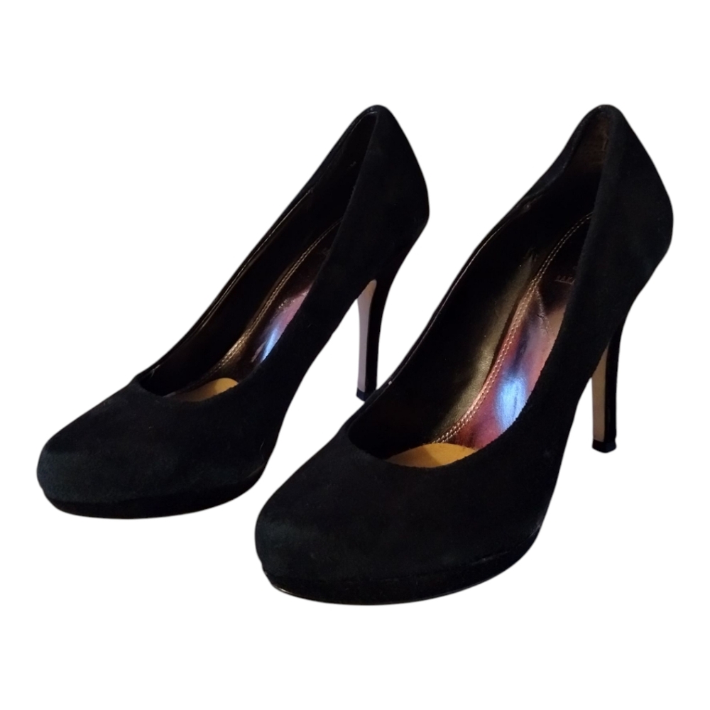 Bakers Laurie Black Suede Stiletto Heel Platform Formal Career Women's 6B